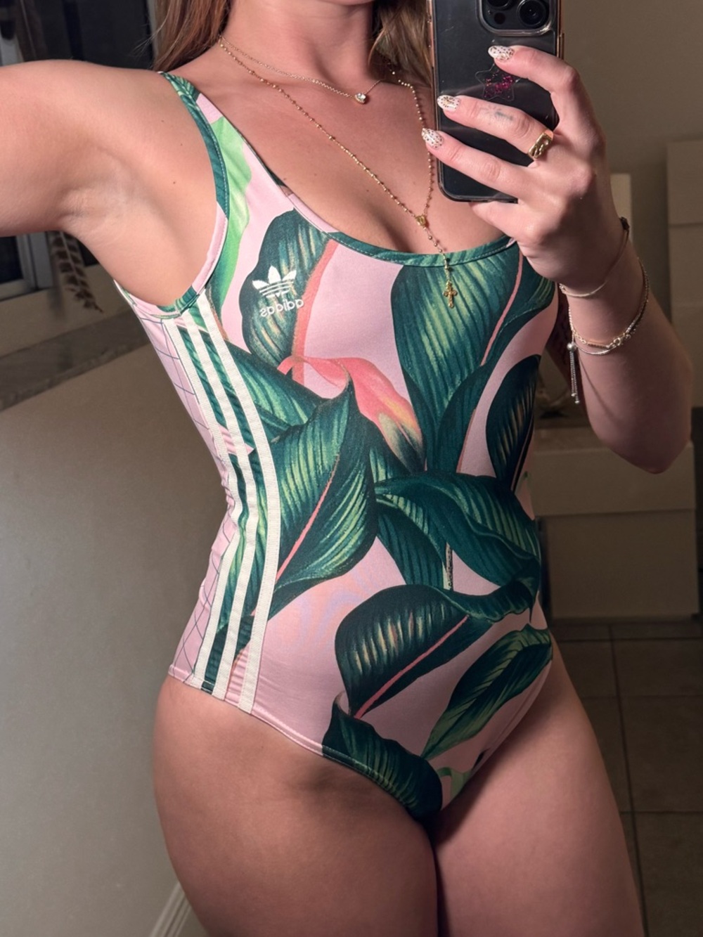 Adidas Bodysuit - Pink & Green